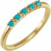 72176 / Ring / Set / 14K Yellow / Natural Turquoise / Round / 2 Mm / Polished / Natural Turquoise Cabochon Stackable Ring