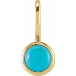 88099 / Pendant / Set / 14K Yellow / Round / Natural Turquoise / 5 Mm / Polished / Natural Turquoise Charm/Pendant