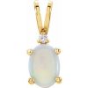 1139 / Pendant / Set / 14K Yellow / Oval / Natural White Opal / 7 X 5Mm :: 0.01 Ct / Natural Diamond / I1