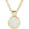 23481 / Necklace / Set / 14K Yellow / Round / Natural White Opal / 3 Mm / 16-18 In / Polished / Natural White Opal Bezel Set Necklace
