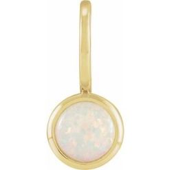 88099 / Pendant / Set / 14K Yellow / Round / Natural White Opal / 5 Mm / Polished / Natural White Opal Charm/Pendant