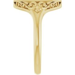 51659 / 14K Yellow / Oval / 13.4 X 9 Mm / Brush / Polished / Signet Ring