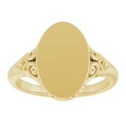 51659 / 14K Yellow / Oval / 13.4 X 9 Mm / Brush / Polished / Signet Ring