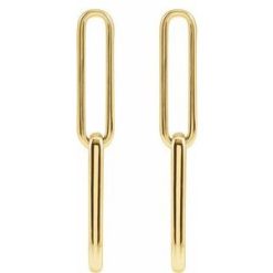 688762 / Earring / 14K Yellow / 33.85 X 4.95 Mm / Pair / Friction Back Included / Polished / Paperclip-Style Earrings