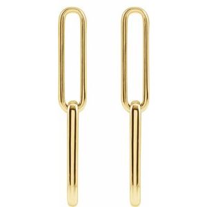 688762 / Earring / 14K Yellow / 33.85 X 4.95 Mm / Pair / Friction Back Included / Polished / Paperclip-Style Earrings