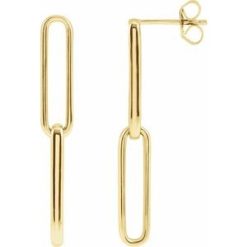 688762 / Earring / 14K Yellow / 33.85 X 4.95 Mm / Pair / Friction Back Included / Polished / Paperclip-Style Earrings