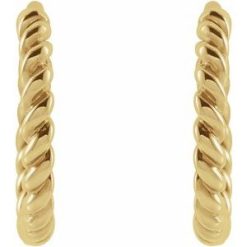 87586 / Earring / 14K Yellow / 11 Mm / 1.65 Mm / Pair / Hinged / Polished / Twisted Rope Hoop Earrings