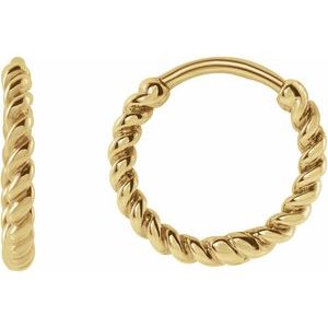 87586 / Earring / 14K Yellow / 11 Mm / 1.65 Mm / Pair / Hinged / Polished / Twisted Rope Hoop Earrings
