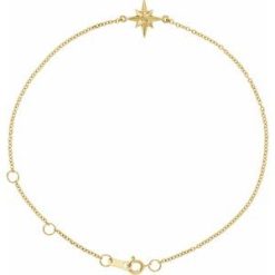 Brc803 / Bracelet / 14K Yellow / 12.9 X 9 Mm / 6 1/2-7 1/2 In / Polished / Star Chain Bracelet