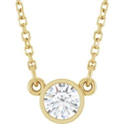 61134 / Necklace / Set / 14K Yellow / Round / Lab-Grown Diamond / 4.1Mm :: 1/4 Ct / Si1-Si2
