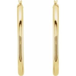 20270 / Earring / 14K Yellow / 40 Mm / 3 Mm / Pair / Catch / Polished / Round Tube Hoop Earrings