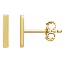 651868 / Earring / 14K Yellow / 8.7 X 1.8 Mm / Pair / Friction Backs Included / Polished / Bar Earrings