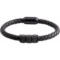 Brc945 / Bracelet / Black / 9 In / 6 Mm / Leather Cord Bracelet With Black Magnetic Clasp