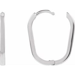 88098 / Earring / Sterling Silver / 20 X 12.5 Mm / 1.6 Mm / Pair / Hinged / Polished / Elongated Oval Huggie Earrings