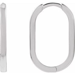 88098 / Earring / Sterling Silver / 20 X 12.5 Mm / 1.6 Mm / Pair / Hinged / Polished / Elongated Oval Huggie Earrings