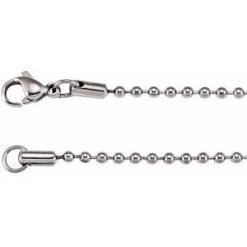 C409 / Stainless Steel / Bead / 2.4 Mm / 16 In / Lobster Clasp / Polished / Hollow Bead Chain