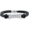 Leg048 / Bracelet / Stainless Steel / Black / 8 In / 3 Mm / 3Mm Leather Bracelet With Id Plate