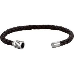 Leg050 / Bracelet / Stainless Steel / Brown / 9 In / 6 Mm / Dark Brown Leather Bracelet
