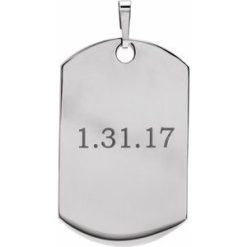 P565 / Pendant / Stainless Steel / 48 X 30 Mm / Polished / Dog Tag