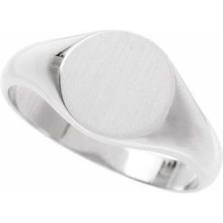 57836 / Sterling Silver / Round / 9.5 X 9.5 Mm / Brush / Polished / Signet Ring