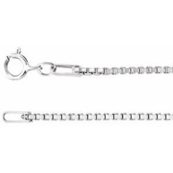 Ch489 / Rhodium-Plated Sterling Silver / Box / 1.3 Mm / 7 In / Spring Ring / Diamond-Cut / Diamond-Cut Box Chain