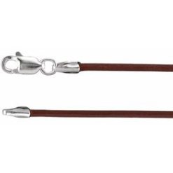 Ch608 / Cord / Sterling Silver / Dark Brown / 18 In / 1.5 Mm / Brown Leather Cord