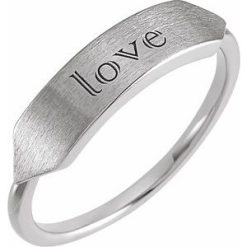51718 / Sterling Silver / Rectangle / 19.7 X 5 Mm / Brush / Polished / Signet Ring