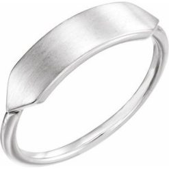 51718 / Sterling Silver / Rectangle / 19.7 X 5 Mm / Brush / Polished / Signet Ring