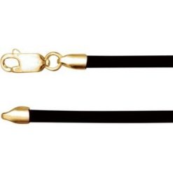 Ch560 / 14K Yellow / Cord / 3 Mm / 18 In / Lobster Clasp / Black Rubber Cord