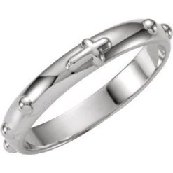 R16603 / 14K White / 9 / 3.2 Mm / Polished / Rosary Ring