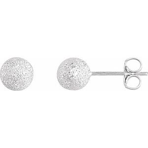 67839 / Sterling Silver / 8 Mm / Pair / Friction Backs Included / Polished / Stardust Ball Stud Earrings