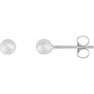 67839 / Sterling Silver / 4 Mm / Pair / Friction Backs Included / Polished / Stardust Ball Stud Earrings