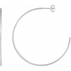 689238 / Earring / Sterling Silver / 45 Mm / 1.25 Mm / Pair / Friction Backs Included / Polished / Hoop Earrings