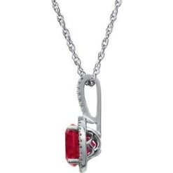 H-J / 18 In / Polished / Lab-Grown Ruby And .015 Ctw Natural Diamond Birthstone Necklace