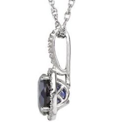 H-J / 18 In / Polished / Lab-Grown Blue Sapphire And .015 Ctw Natural Diamond Necklace