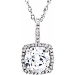 650182 / Necklace / Set / Sterling Silver / Round / Lab-Grown White Sapphire / 7Mm :: 0.015 Ctw / Natural Diamond / I3