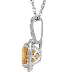 H-J / 18 In / Polished / Natural Citrine And .015 Ctw Natural Diamond Birthstone Necklace
