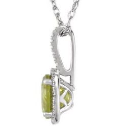 H-J / 18 In / Polished / Natural Peridot And .015 Ctw Natural Diamond Birthstone Necklace