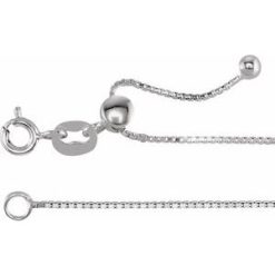 Ch900 / Sterling Silver / Box / .75 Mm / 16-22 In / Spring Ring / Polished / Adjustable Box Chain