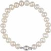 67626B / Bracelet / Sterling Silver / Set / Cultured White Freshwater Pearl / Pearl / 8.0-9.0 Mm / None / 7 3/4 In / Polished / Cultured White Freshwater Pearl Bracelet