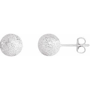 67839 / Sterling Silver / 8 Mm / Pair / Friction Backs Included / Polished / Stardust Ball Stud Earrings