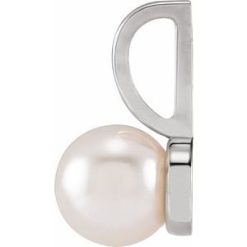 88001 / Pendant / Set / 14K White / Pearl / Cultured White Akoya Pearl / 6 Mm / Polished / Akoya Cultured Pearl Charm/Pendant