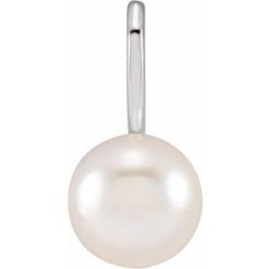 88001 / Pendant / Set / 14K White / Pearl / Cultured White Akoya Pearl / 6 Mm / Polished / Akoya Cultured Pearl Charm/Pendant
