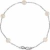 Brc3500 / Bracelet / Set / Sterling Silver / Pearl / Cultured White Freshwater Pearl / 5.5-6.0 Mm / 7 1/2 In / Polished / Cultured White Freshwater Pearl Bracelet