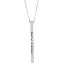 87619 / Necklace / Sterling Silver / 4-Sided / 35 X 2.5 Mm / 16-18 In / Polished / Engravable Four-Sided Vertical Bar Necklace