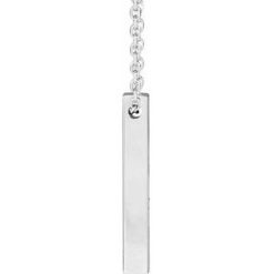 87619 / Necklace / 14K White / 4-Sided / 17 X 2.5 Mm / 16-18 In / Polished / Engravable Four-Sided Vertical Bar Necklace