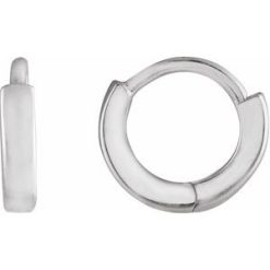 87384 / Earring / 14K White / 8 Mm / 1.65 Mm / Each / Hinged / Polished / Hinged Hoop Earring