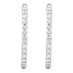 650183 / Earring / Set / Sterling Silver / Imitation White Cubic Zirconia / Round / 29.5 Mm / 2.3 Mm / 2.1 Mm / Pair / Hinged / Polished / Imitation White Cubic Zirconia Inside-Outside Hinged Hoop Earrings