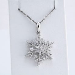 69935 / Necklace / Set / Sterling Silver / Round / Imitation White Cubic Zirconia / Imitation White Cubic Zirconia / 18 In / Polished / Imitation White Cubic Zirconia Snowflake Necklace