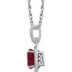 H-J / 18 In / Polished / Lab-Grown Ruby And .01 Ctw Natural Diamond Necklace